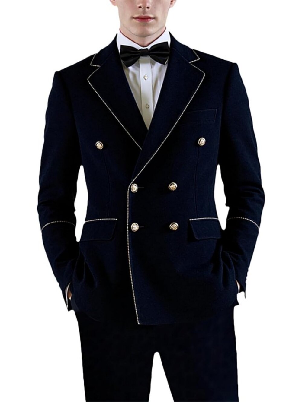 Stylish Double Breasted Suit Set for Men - 2 Piece Jacket & Pants Outfit